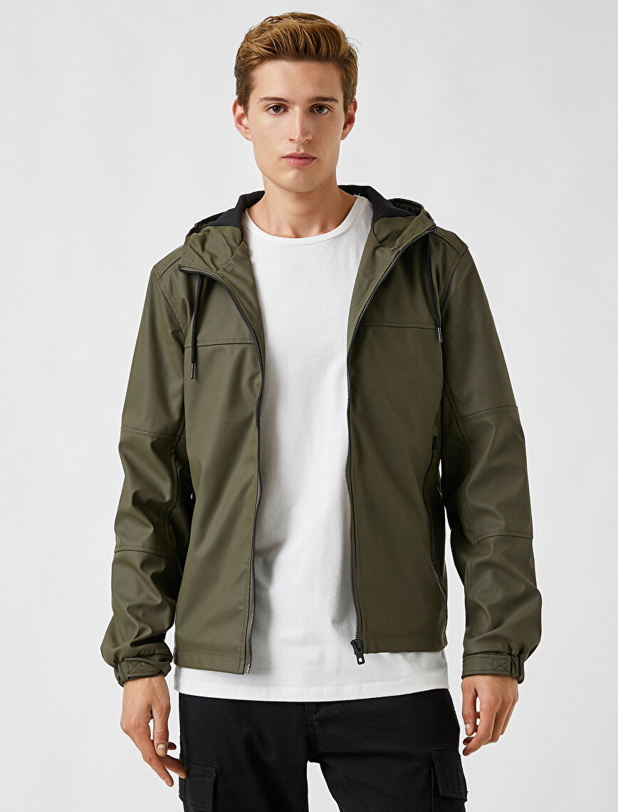 Hooded Raincoat Zipp Pocket
