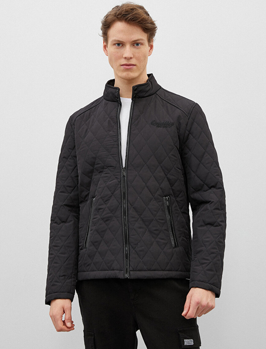 Quilted Jacket Stand Neck Zipper