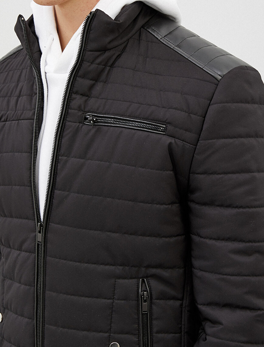Puffer Jacket Shoulder Detailed Zipper