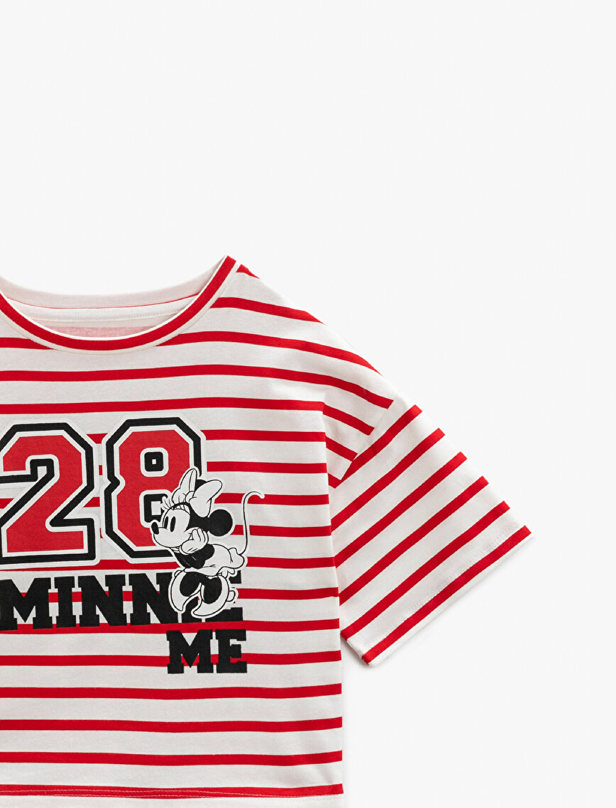 Minnie Mouse Tişört Çizgili Lisanslı Pamuklu 