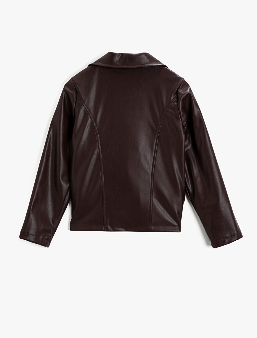Leather Jacket Zipper Detailed