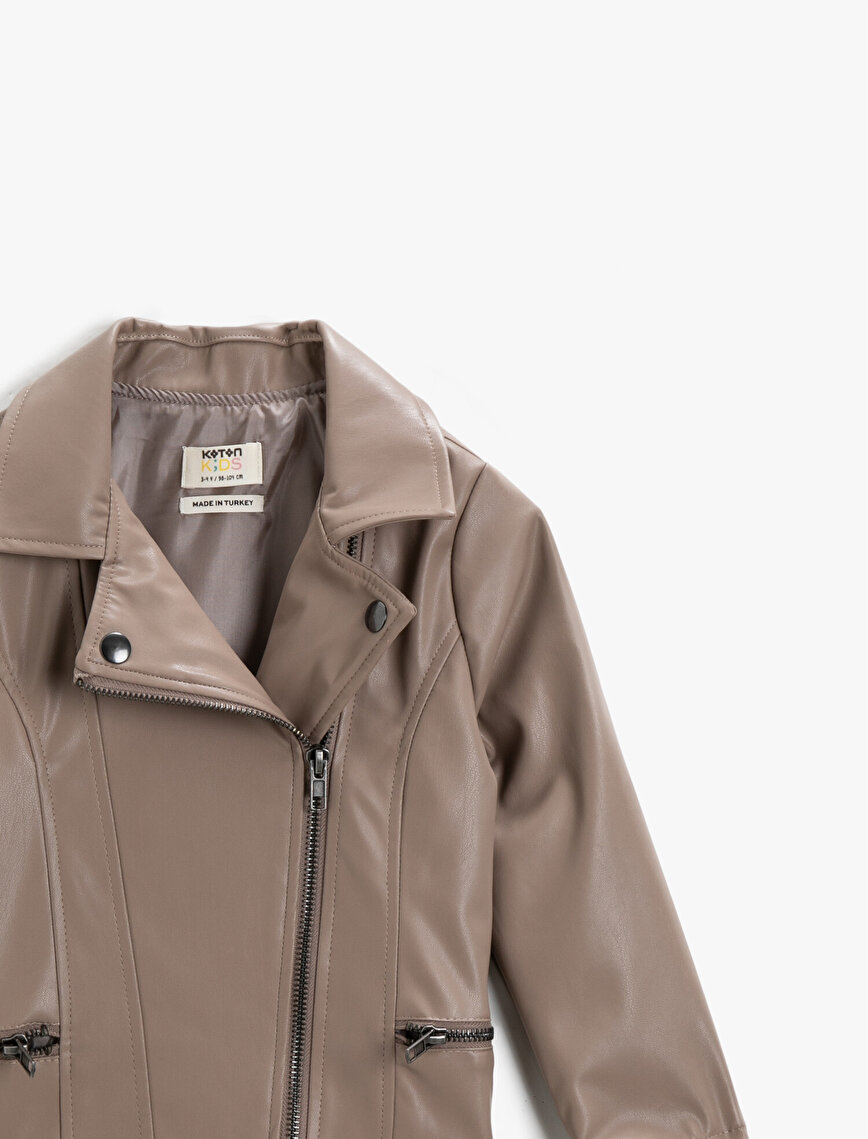 Leather Jacket Zipper Detailed