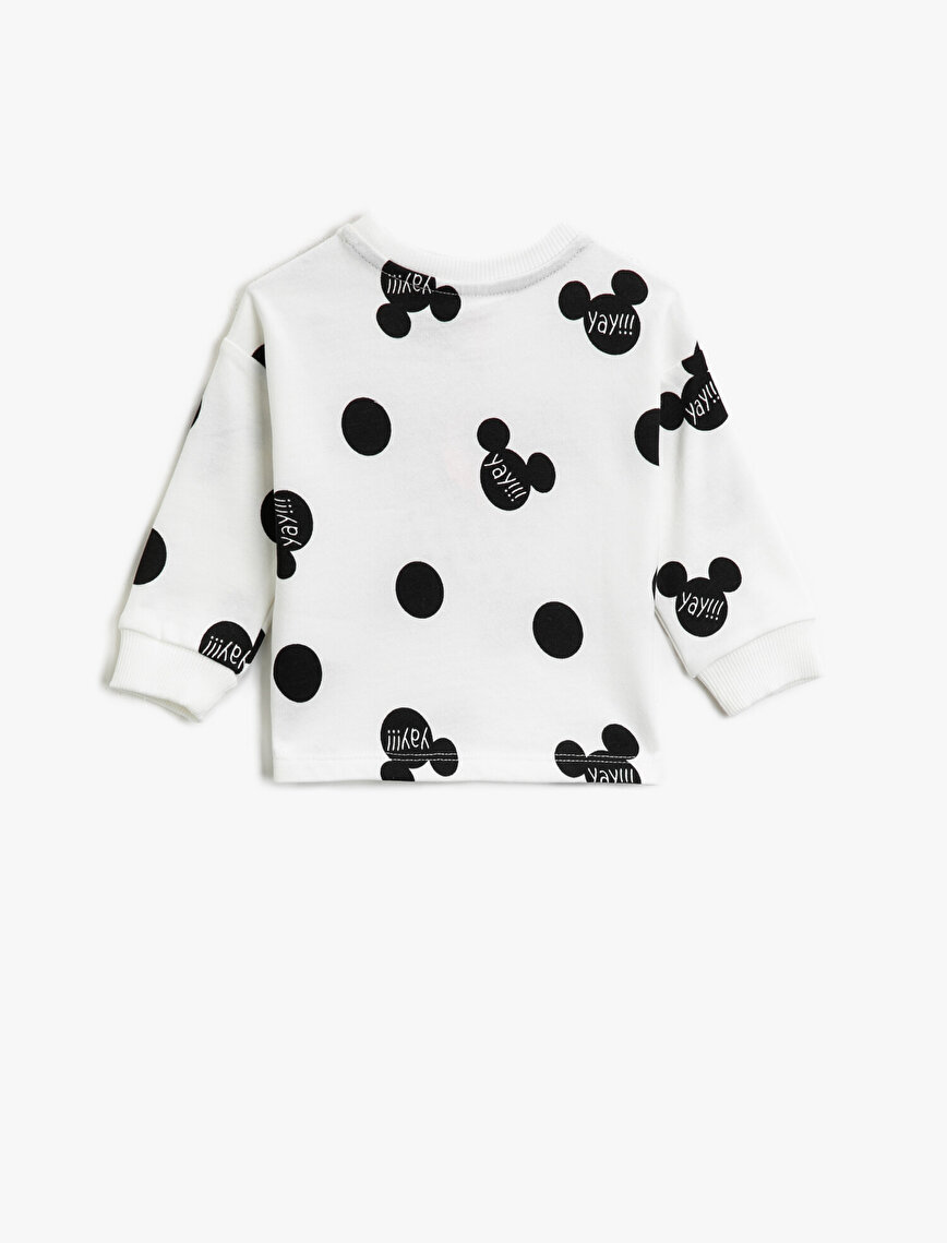 Minnie Mouse Lisanslı Pullu Baskılı Bisiklet Yaka Pamuklu Sweatshirt