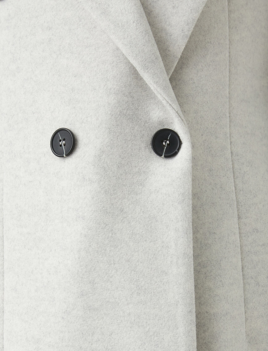 V Neck Button Detailed Coat