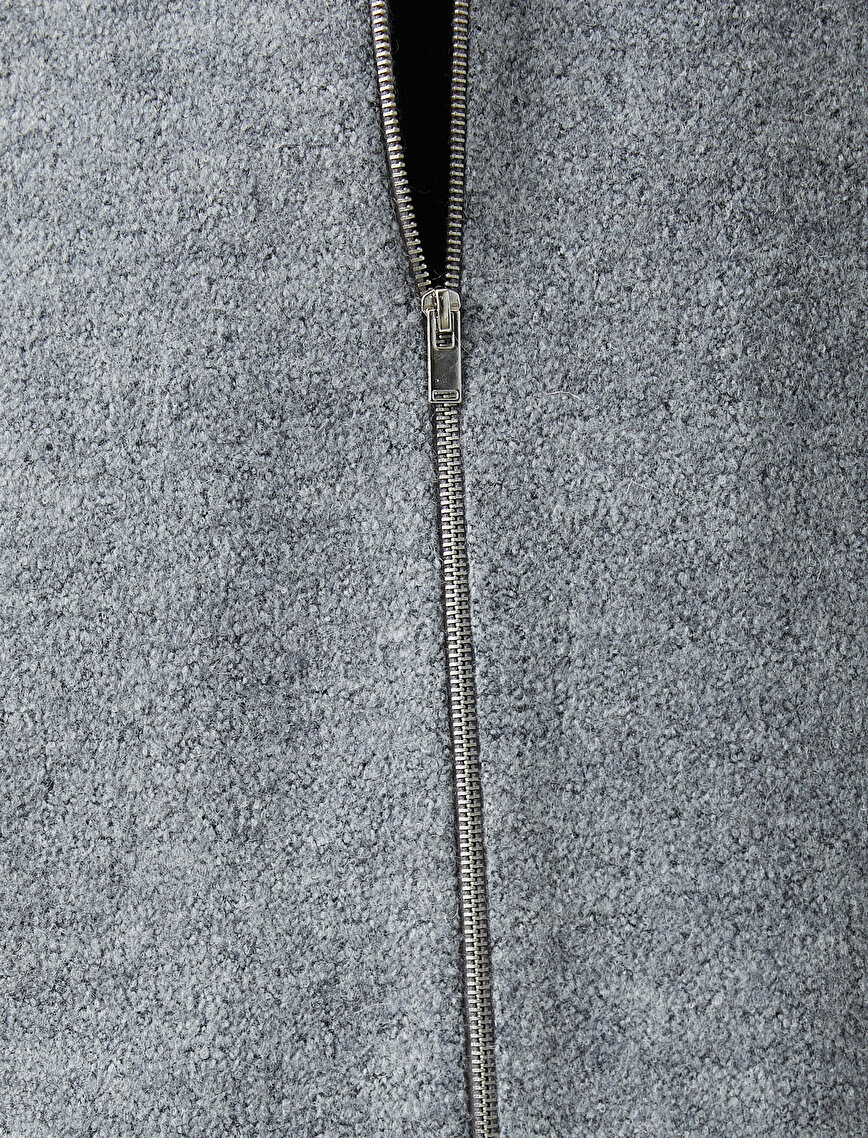 Wool Blend Zipper Coat