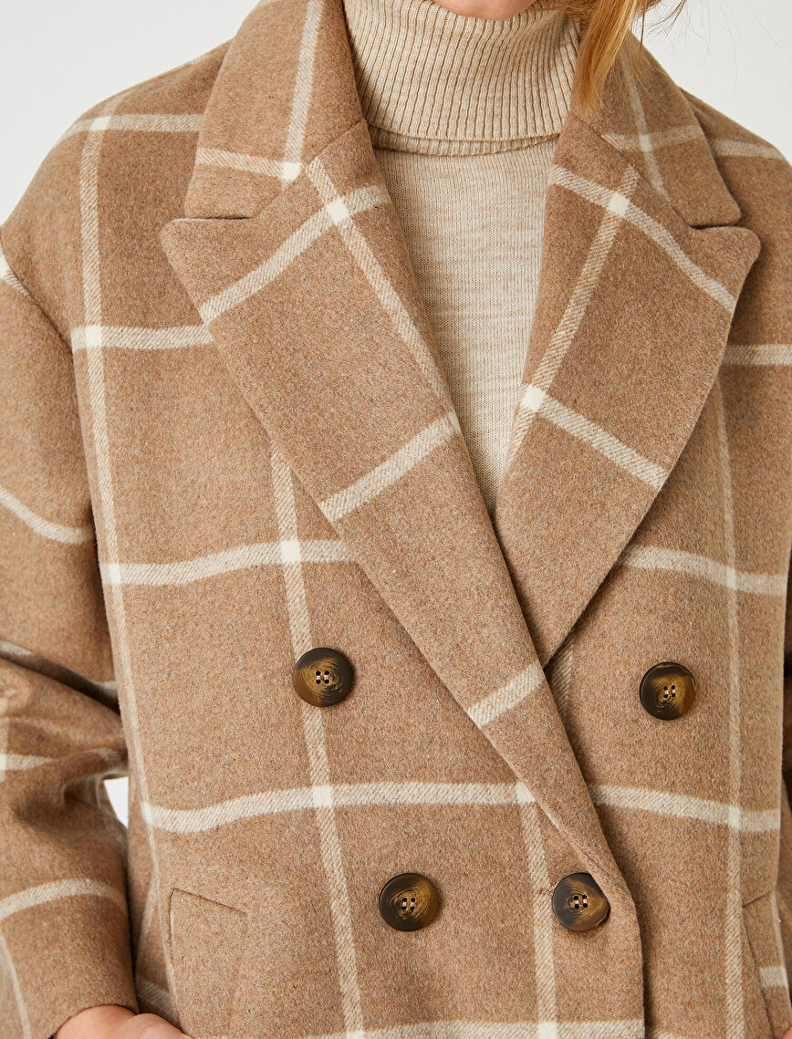 Wool Blend Plaid Coat