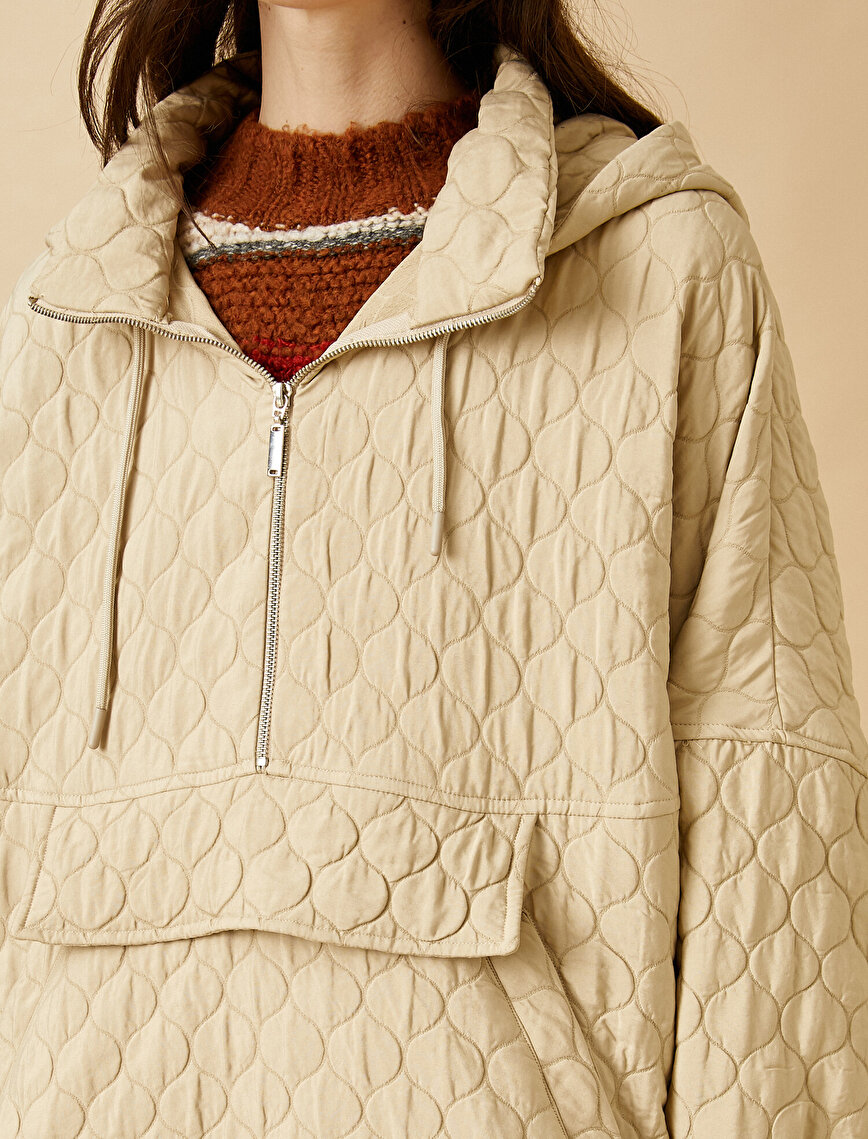 Hooded Quilted Cangaroo Pocket Jacket
