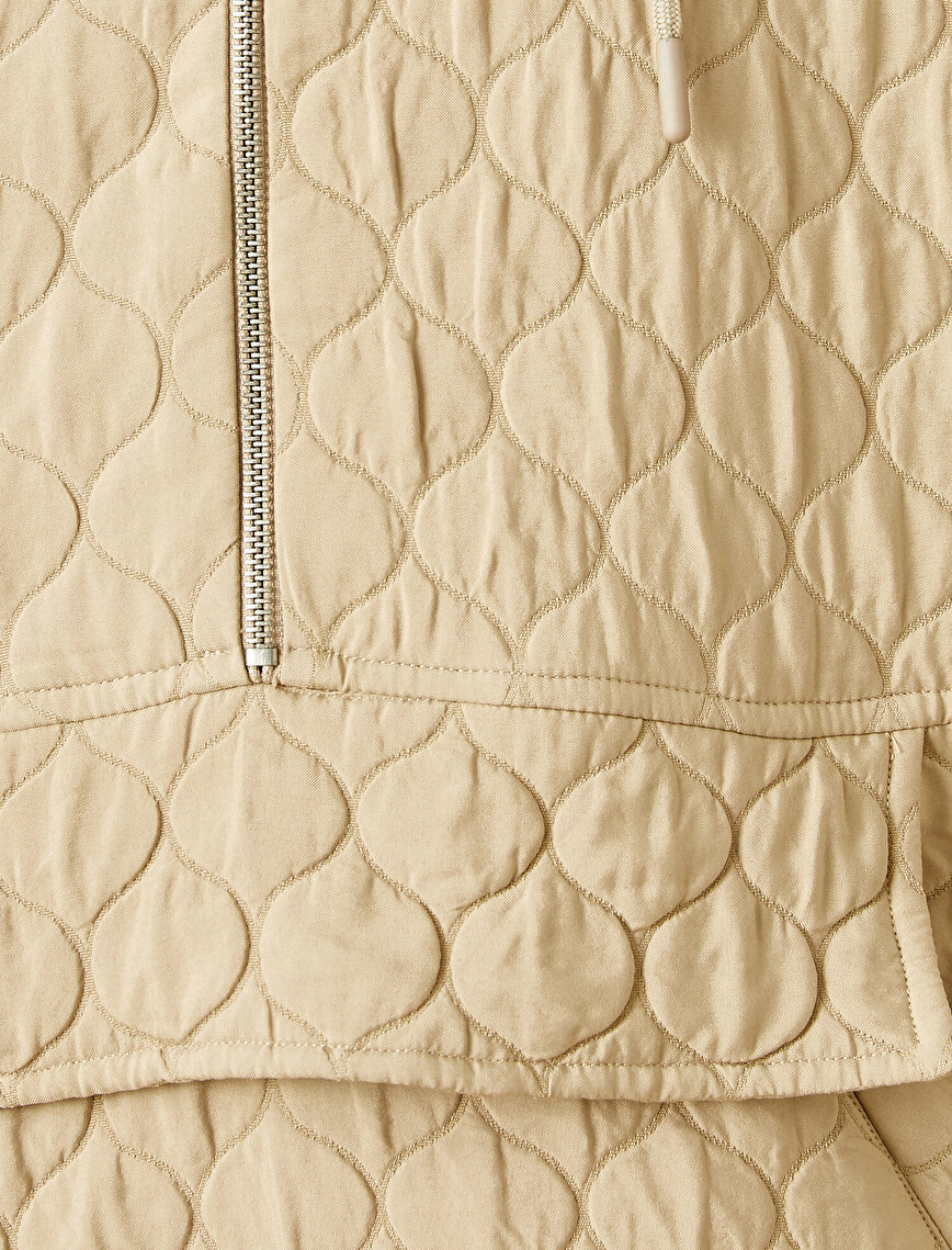 Hooded Quilted Cangaroo Pocket Jacket