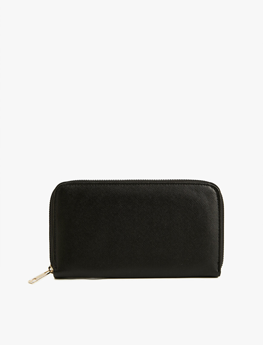 Leather Look Wallet With Zipper