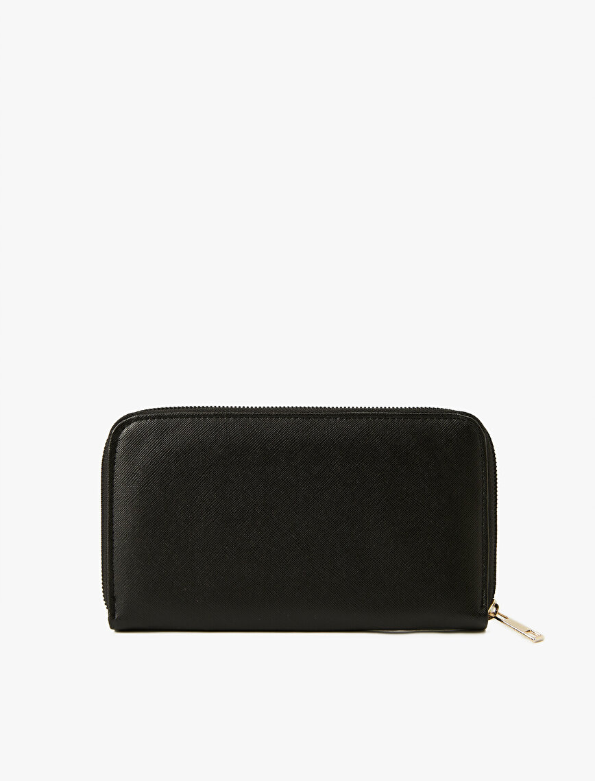 Leather Look Wallet With Zipper