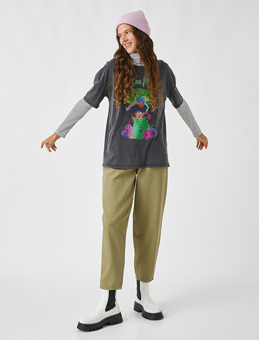 High Rise Cotton Slouchy Pants
