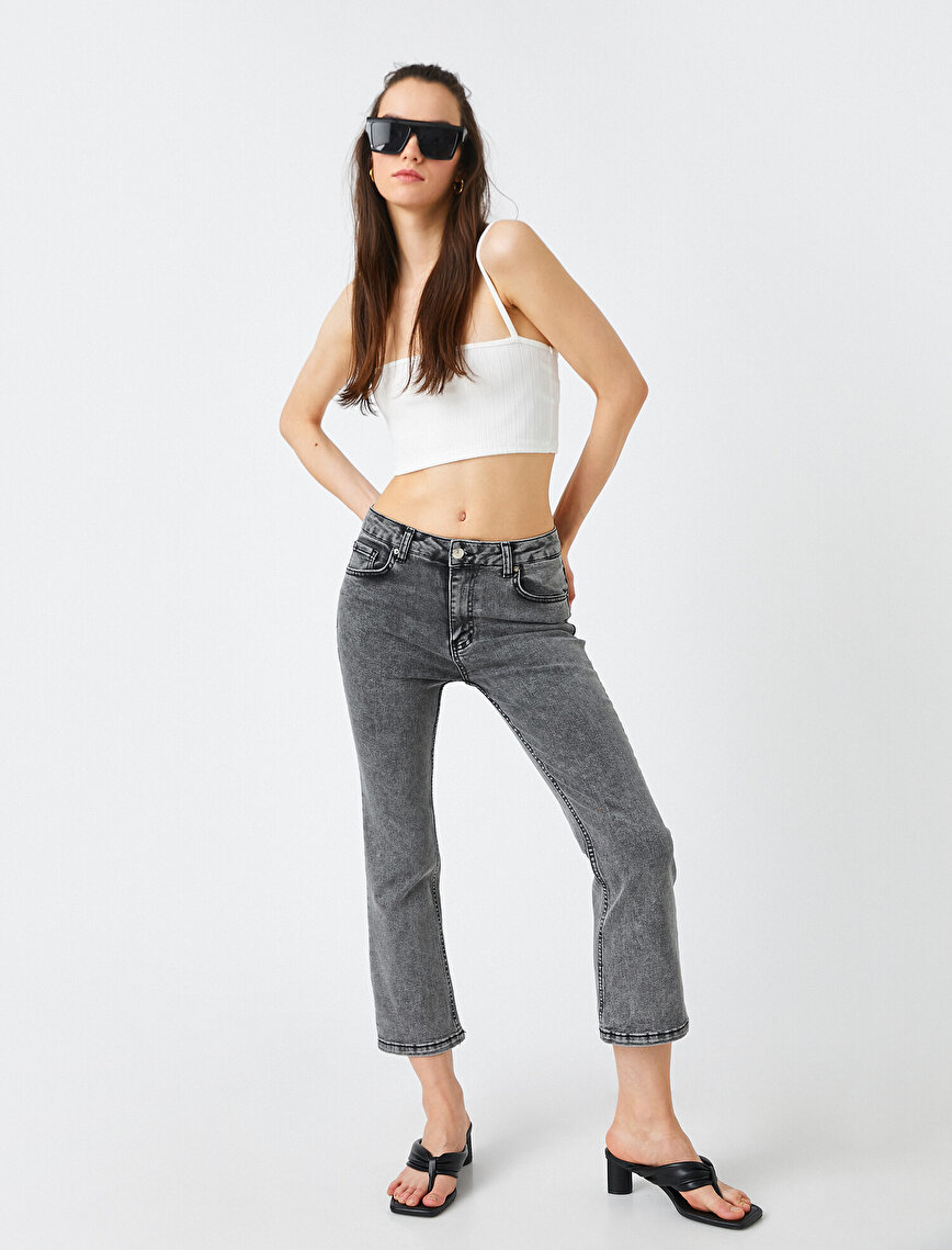 Crop Paçalı Normal Bel Kot Pantolon - Kick Jean