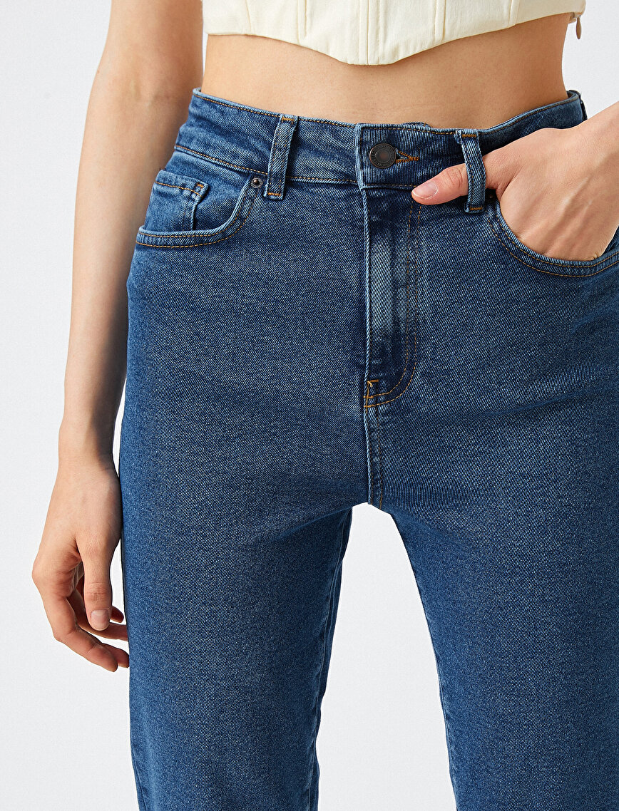 Yüksek Bel Kot Pantolon - Mom Slim Jean