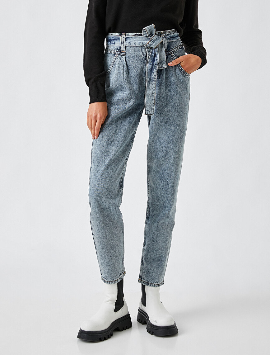 Yüksek Bel Normal Paça Kot Pantolon - Mom Jean