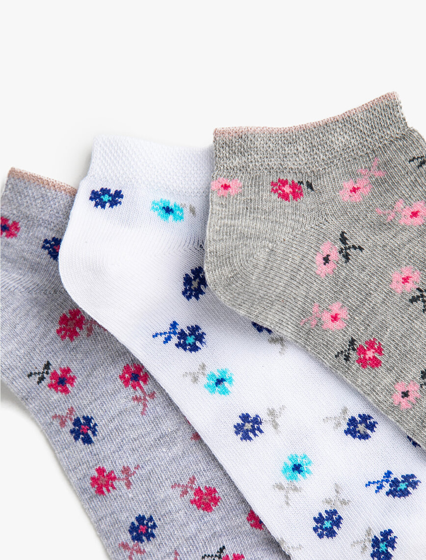 Kadın Çiçek Desenli Pamuklu Çorap Seti