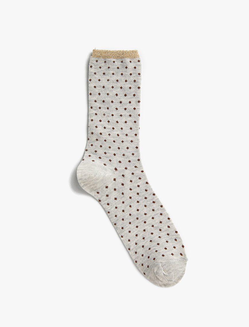 Kadın Puantiyeli Desenli Pamuklu Çorap