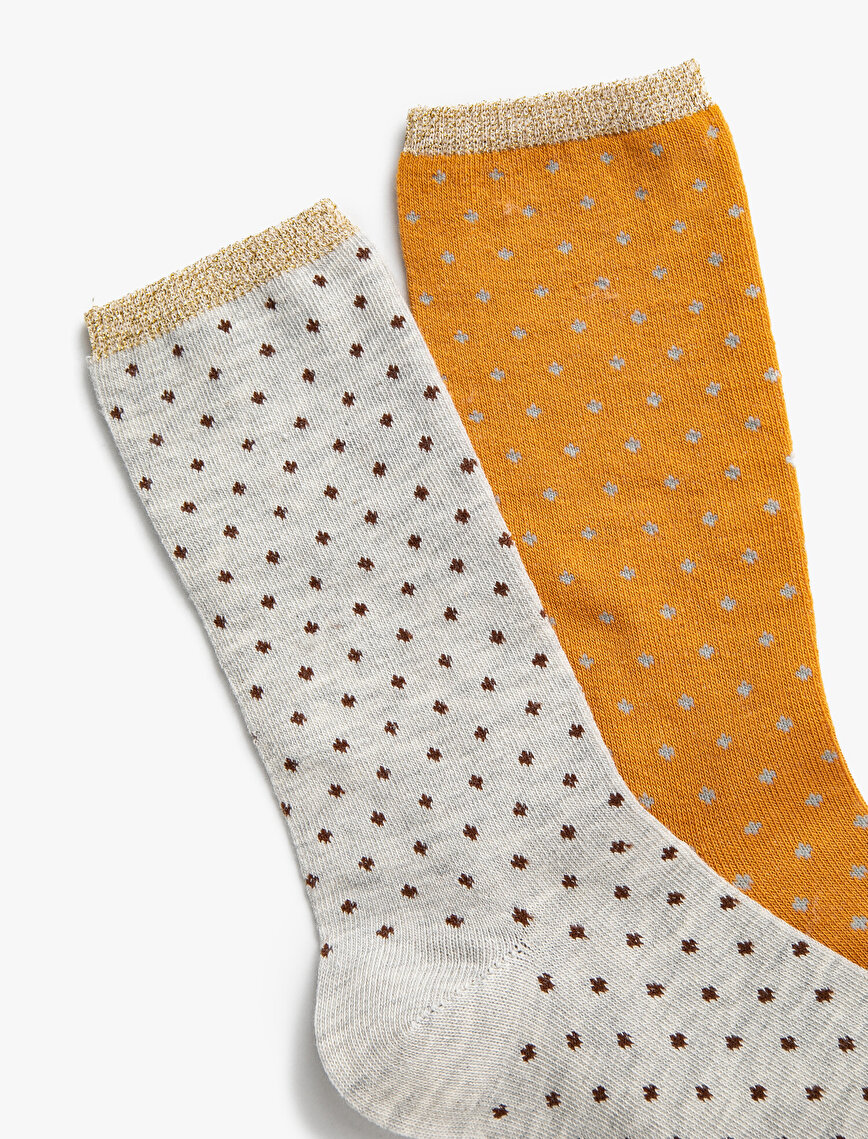 Kadın Puantiyeli Desenli Pamuklu Çorap