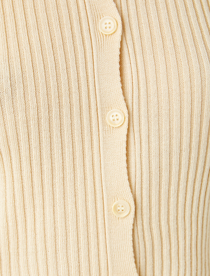 Button Detailed Long Sleeve Basic Cardigan