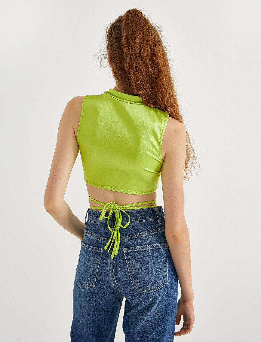 Crew Neck Cut-Out Detail Strappy Waist Tank Top