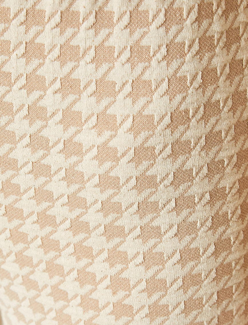 Crowbar Pattern Flare Trousers High Waist