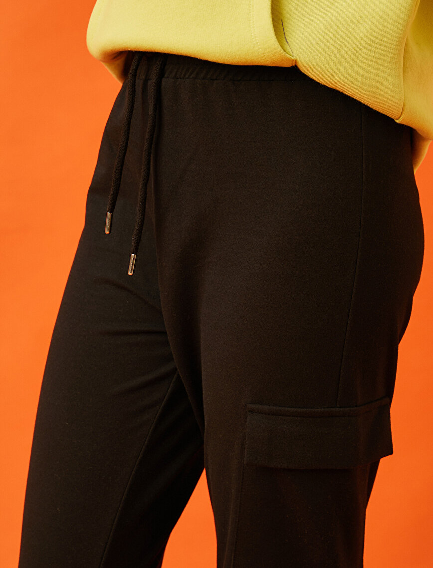 Waistline Sweatpants Zipper Pocket Detailed