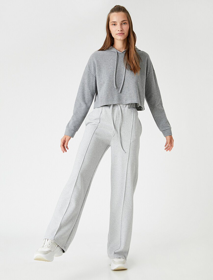 Drawstring Trousers Wide Leg Banded Front