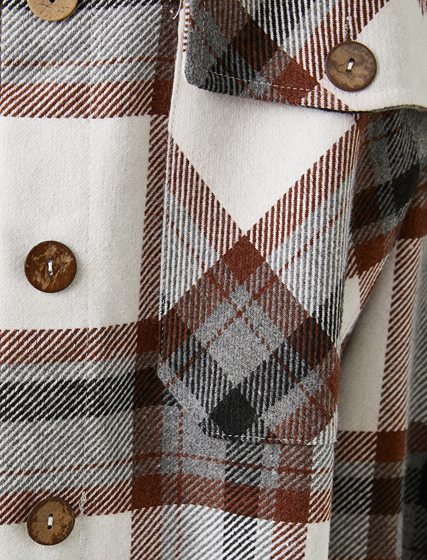 Pocket Detail Plaid Jacket Button Detail