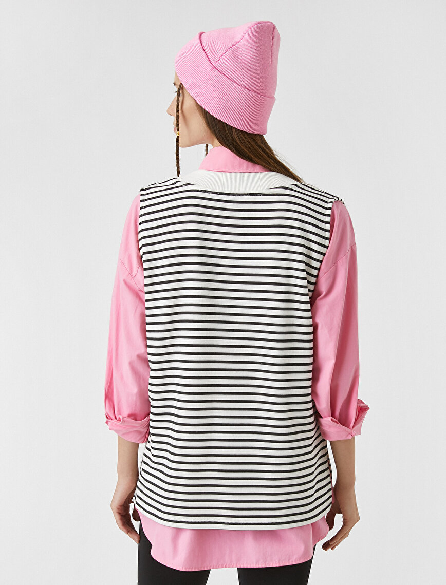 V-Neck Sleeveless Striped Sweater