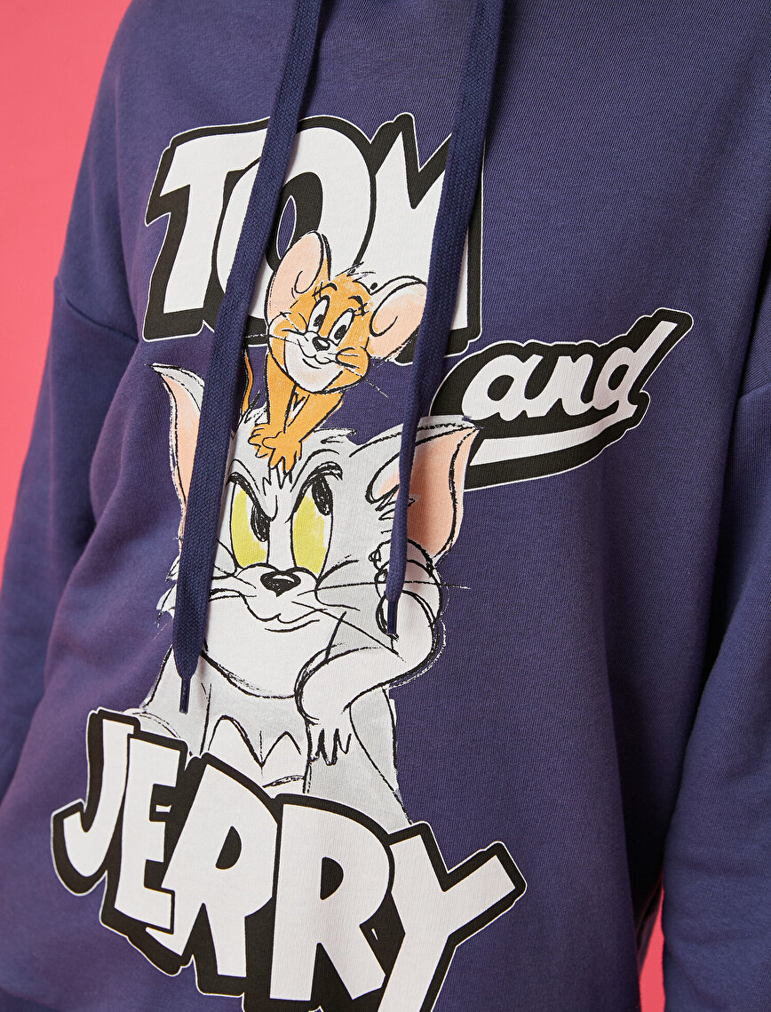 Tom ve Jerry Sweatshirt Lisanslı Baskılı Kapüşonlu 