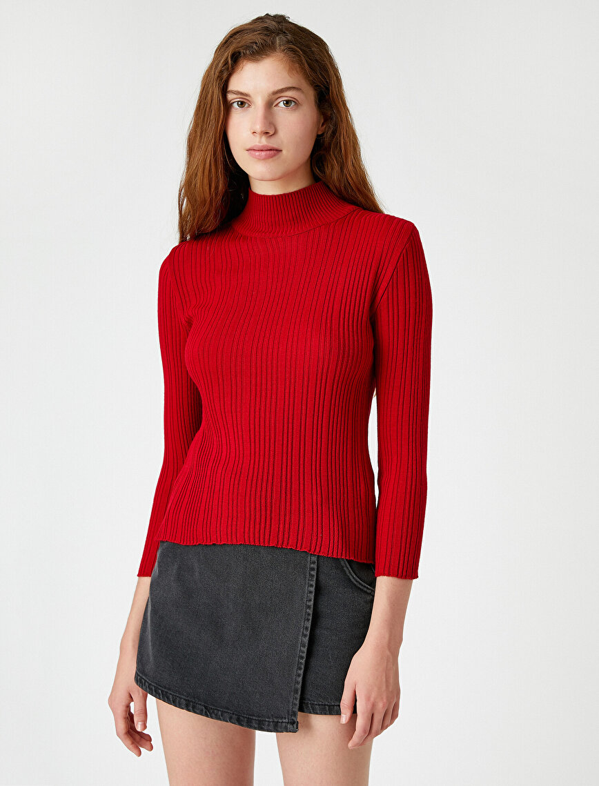 Stand Neck Sweater 3/4 Sleeve