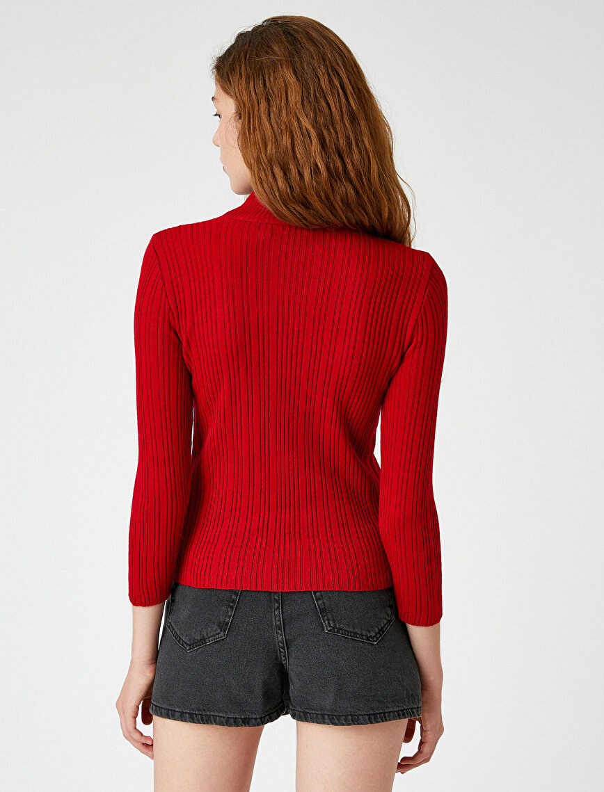 Stand Neck Sweater 3/4 Sleeve