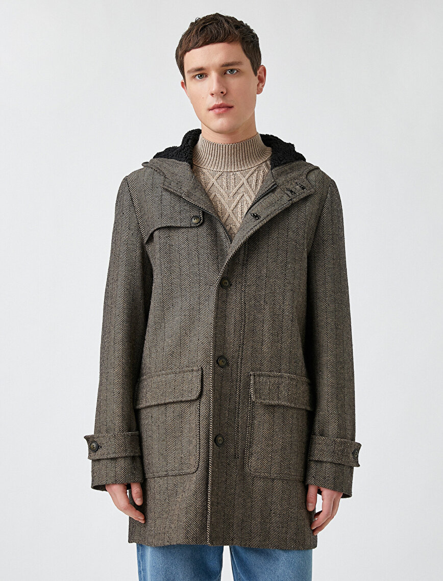 Crowbar Patterned Hooded Coat