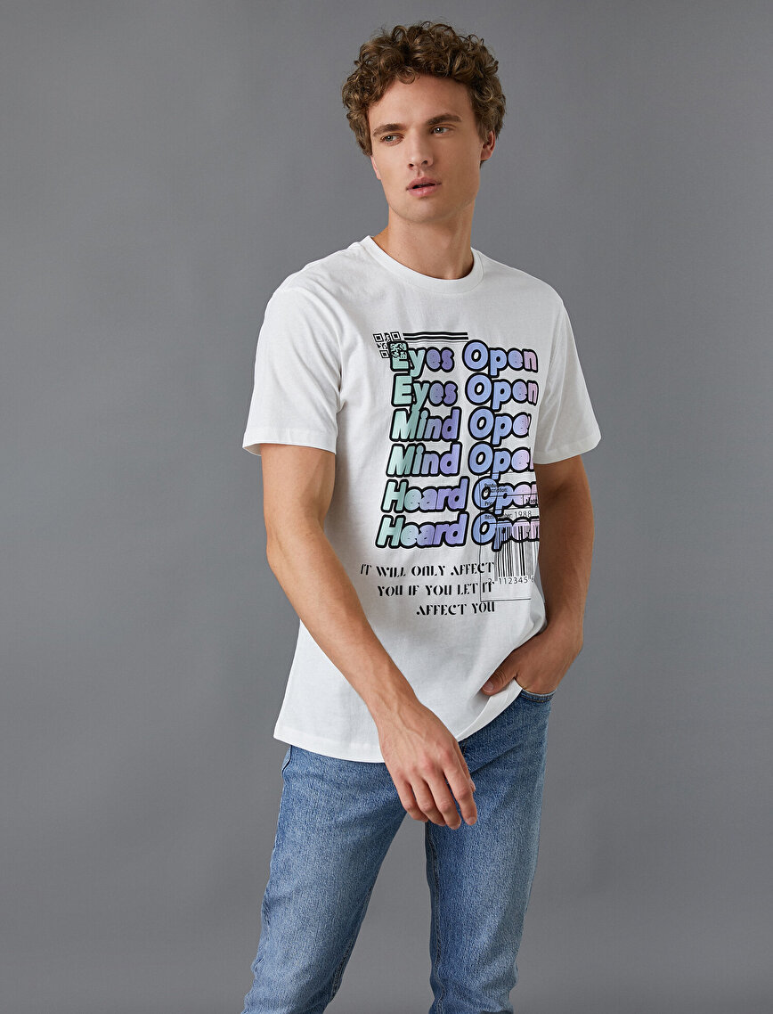 Slogan Printed T-Shirt Cotton