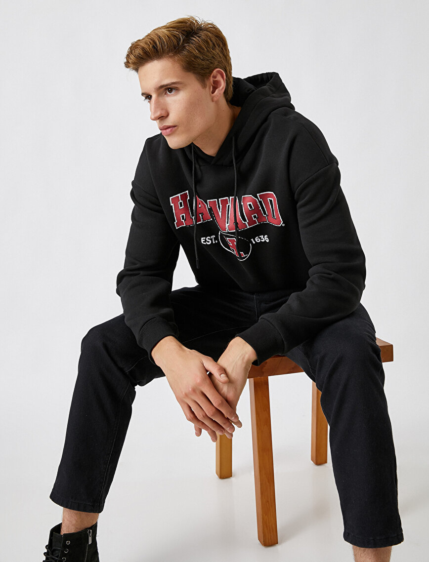 Harvard Oversize Kapüşonlu Sweatshirt Lisanslı Baskılı