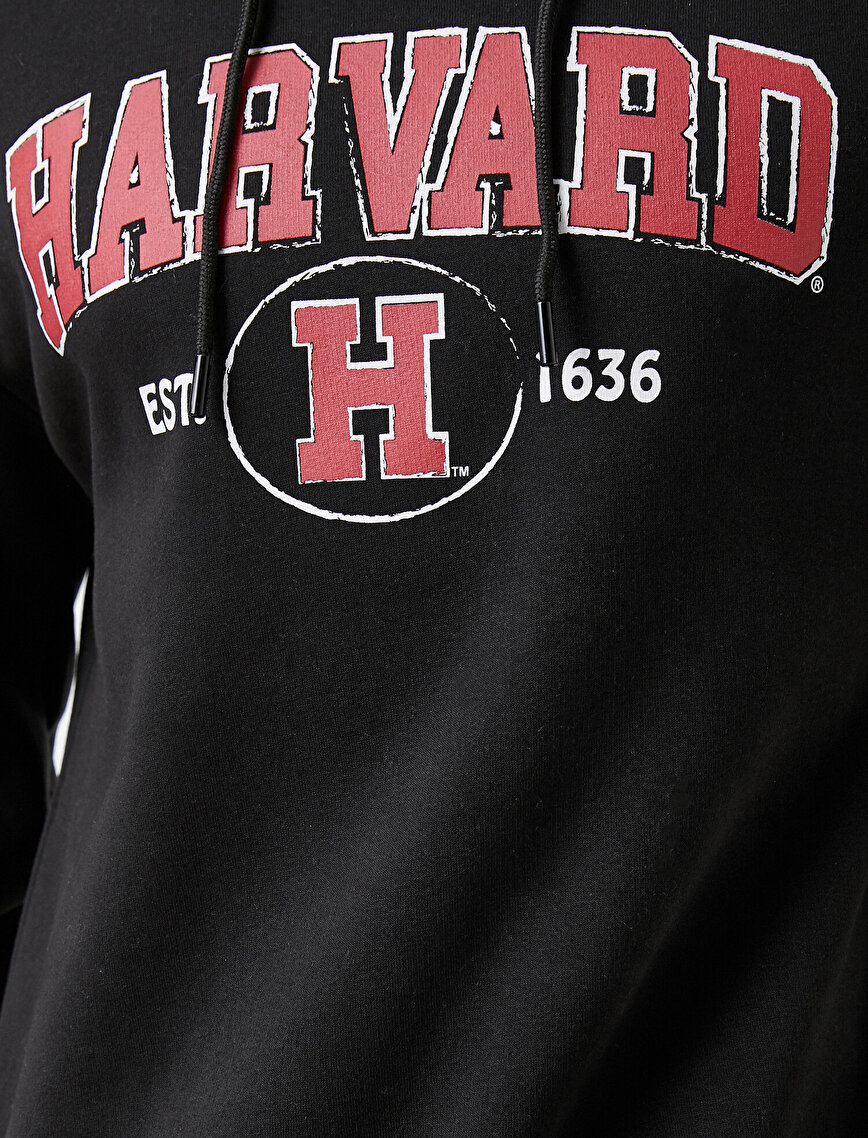 Harvard Oversize Kapüşonlu Sweatshirt Lisanslı Baskılı