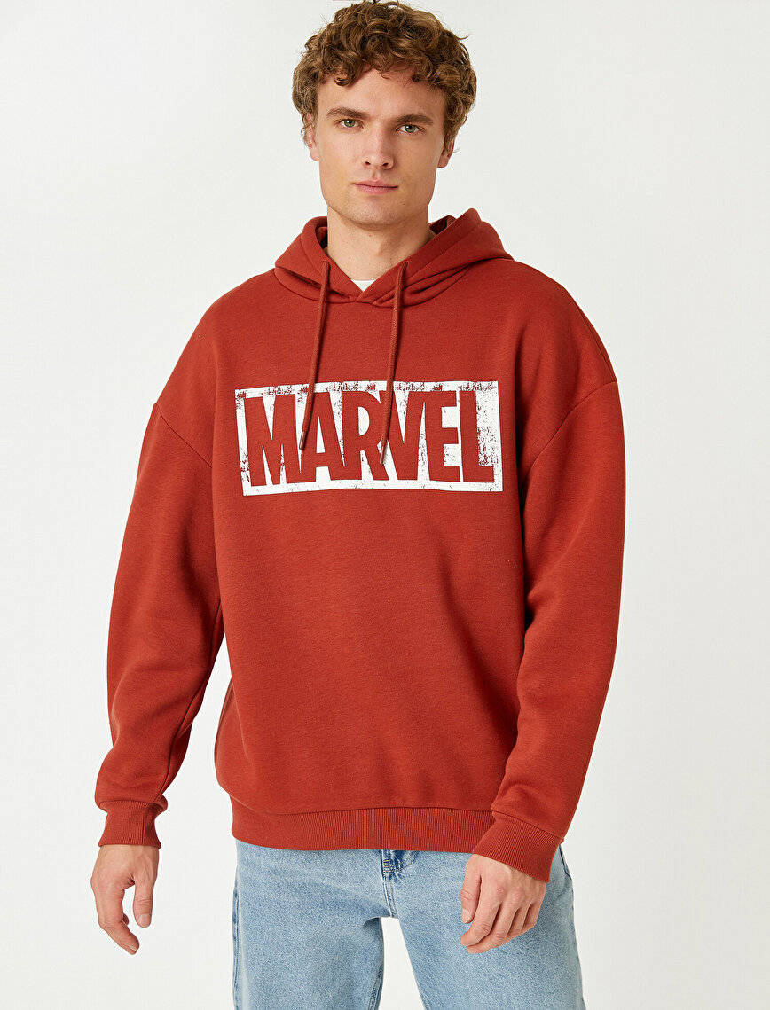 Marvel Oversize Kapşonlu Sweatshirt Lisanslı Baskılı