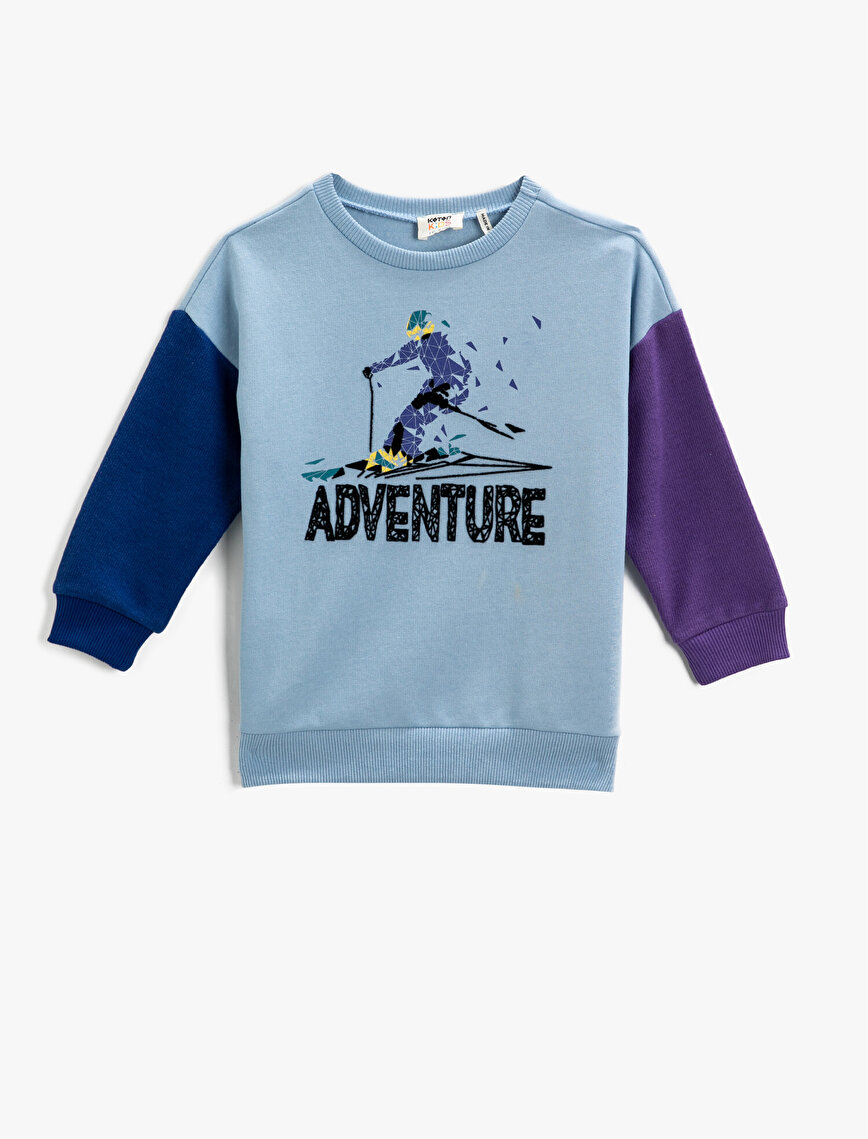 Kayak Baskılı Uzun Kollu Sweatshirt