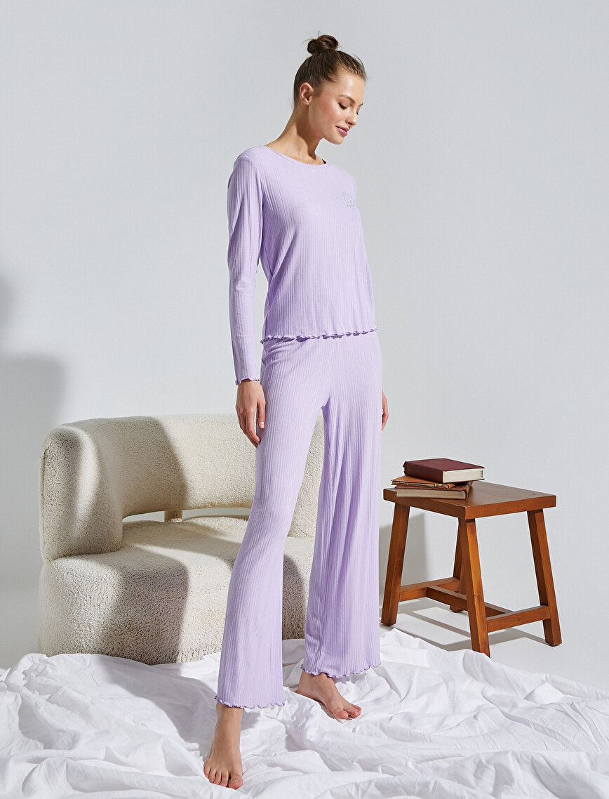 Wide Leg Elastic Waist Pyjamas Bottom
