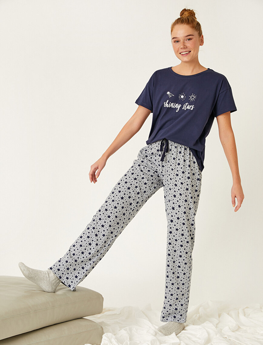 Pamuklu Desenli Pijama Takımı