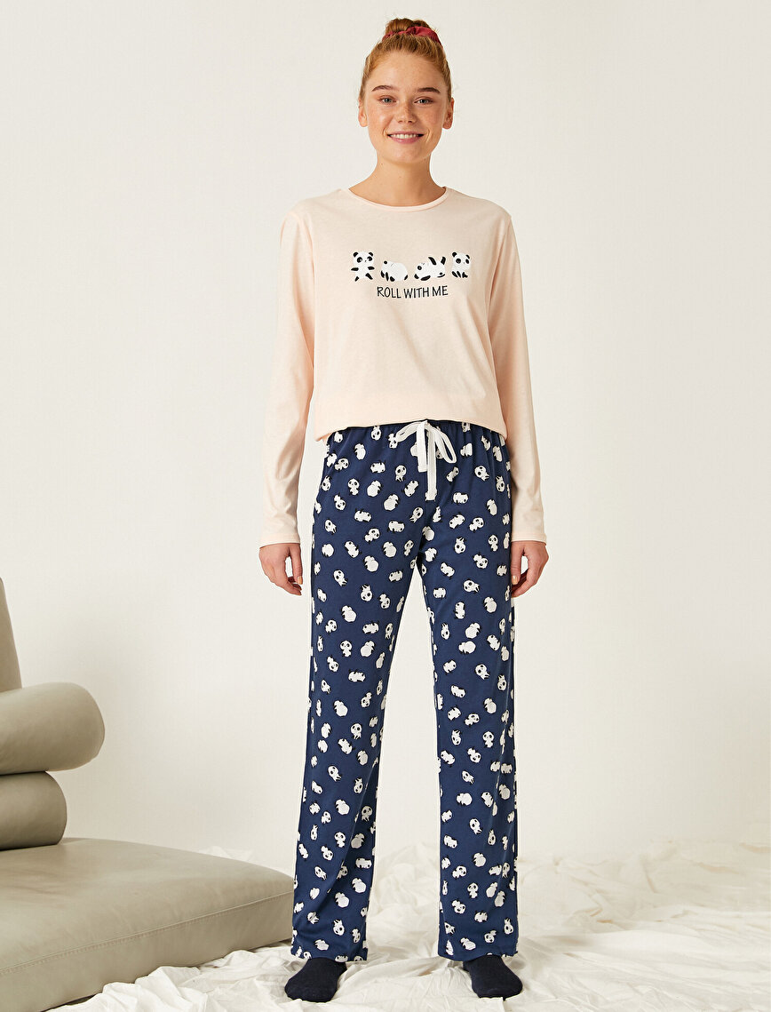 Panda Patterned Pyjamas Set Cotton