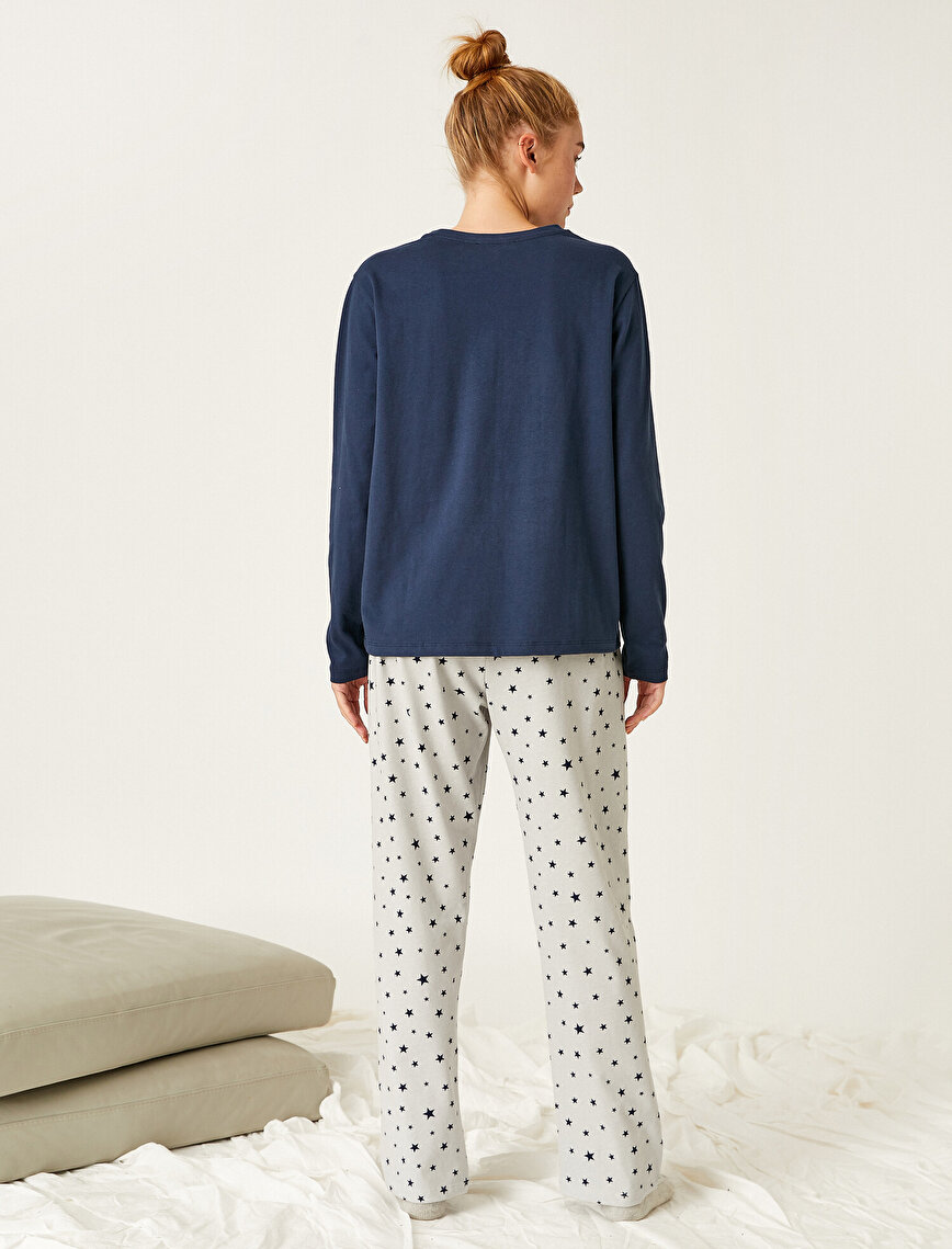 Patterned Cotton Long Sleeve Pyjamas Set