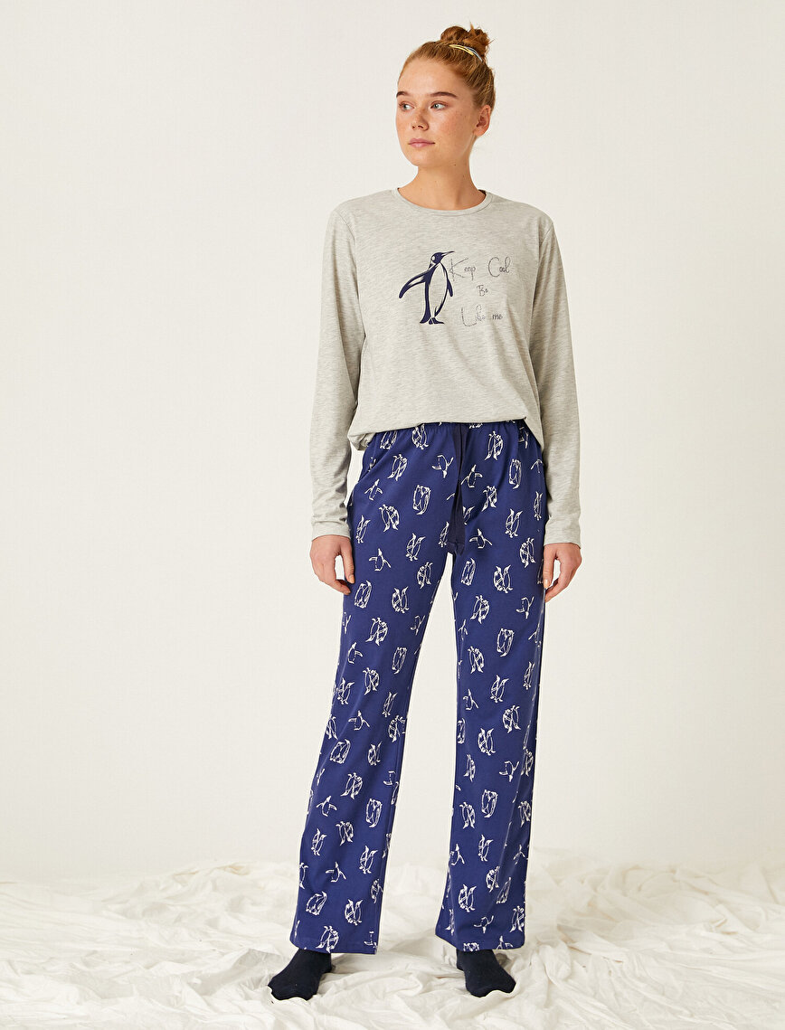 Patterned Long Sleeve Pyjamas Set