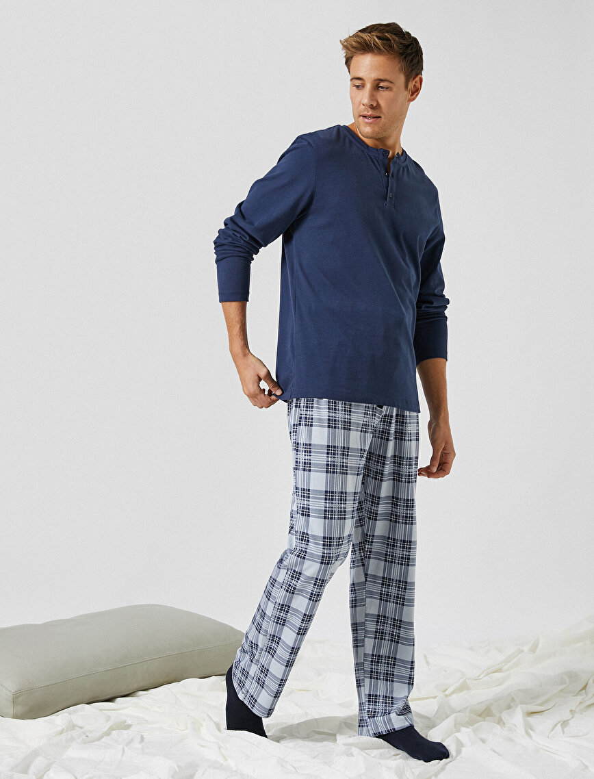 Uzun Kollu Pamuklu Pijama Takımı