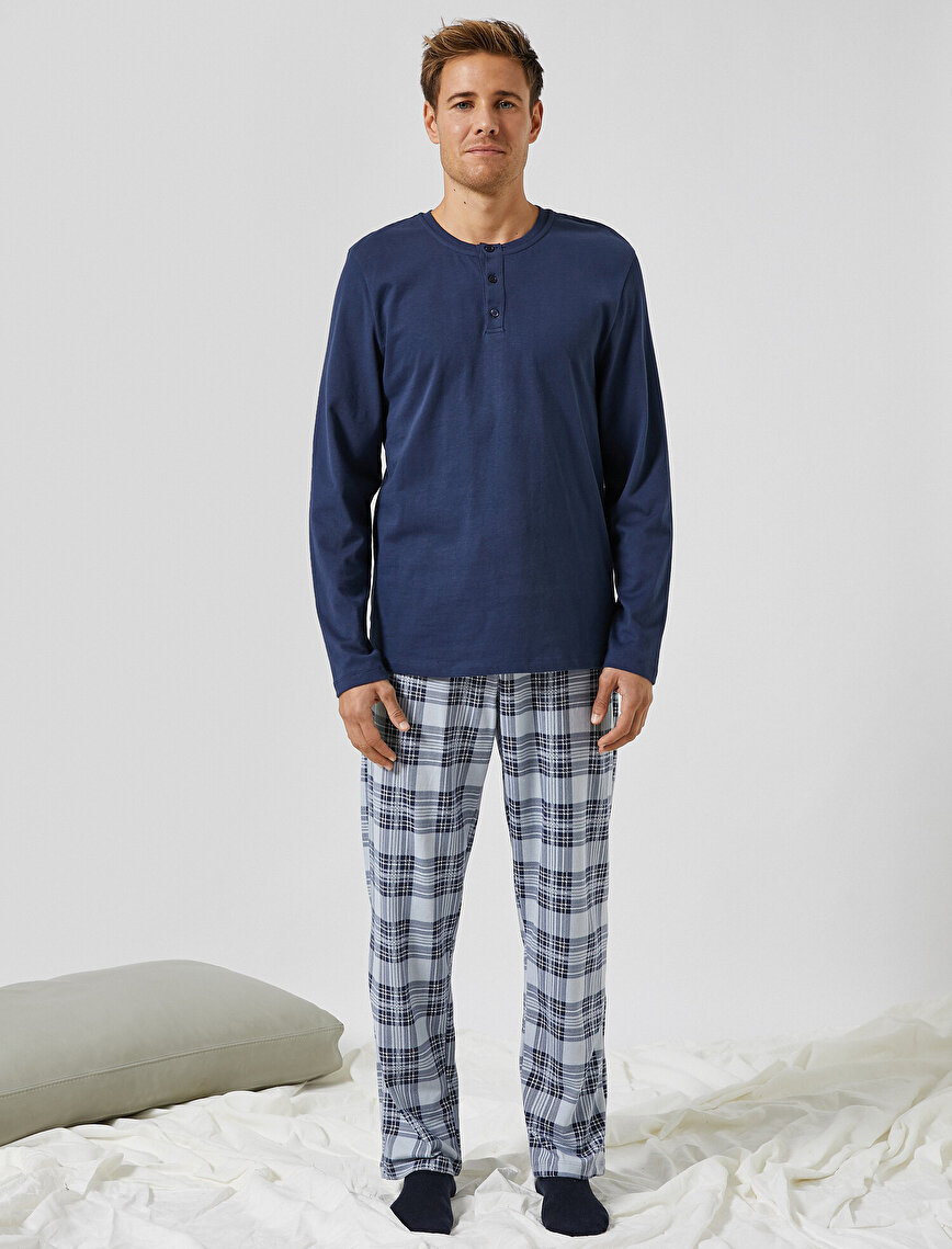 Uzun Kollu Pamuklu Pijama Takımı