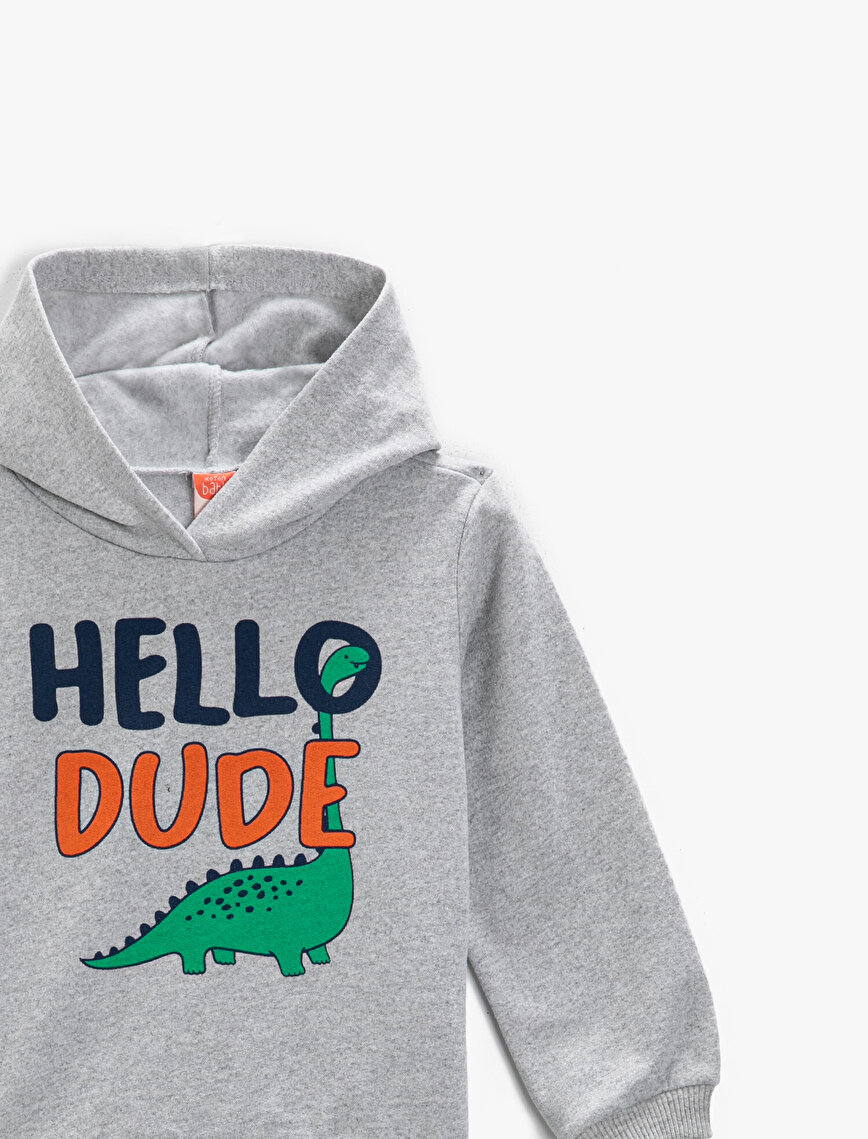 Hello Dude Printed Hooded Sweatshirt