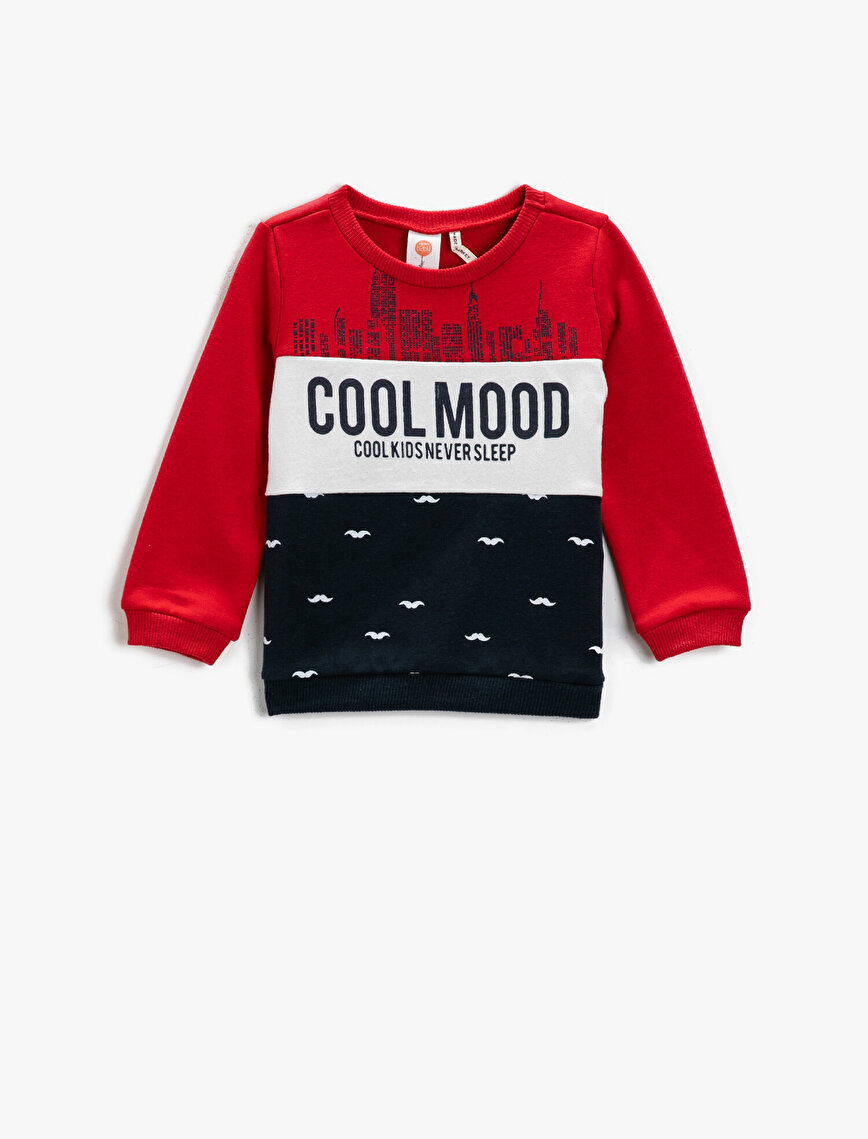 Cool Mood Printed Crew Neck Long SLeeve T-shirt