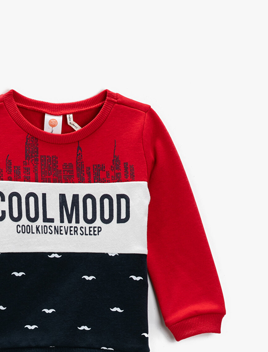 Cool Mood Printed Crew Neck Long SLeeve T-shirt