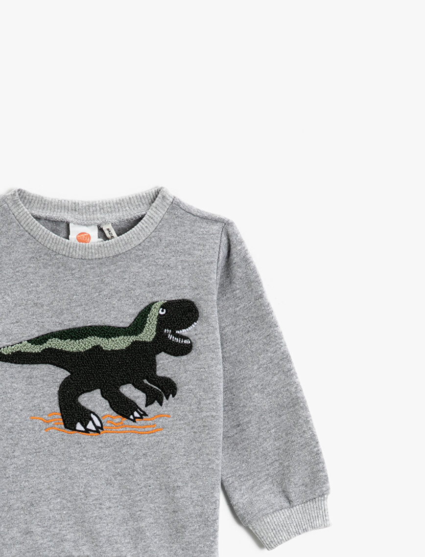 Dinosaur Printed Sweatshirt Crew Neck