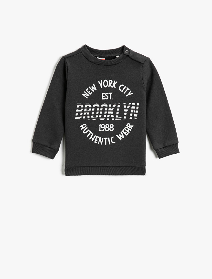 Brooklyn Printed Sweatshirt Crew Neck Cotton