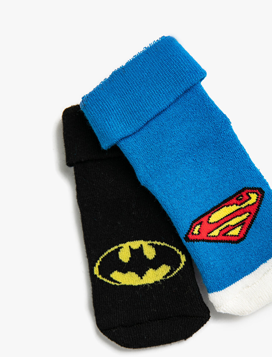 Süperman Batman Baskılı Erkek Bebek Çorap Set